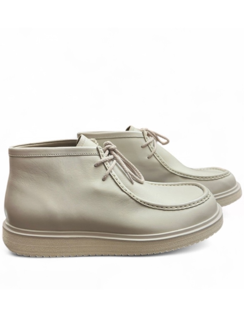 Men’s Vince Ecru Leather Moc Derby Lace-up Chukka Boots Size US 9.5/ EU 43